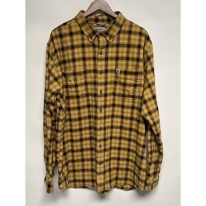 Carhartt Shirt Men 2XL Tall Plaid Flannel Long Sleeve Button Up Workwear Utility